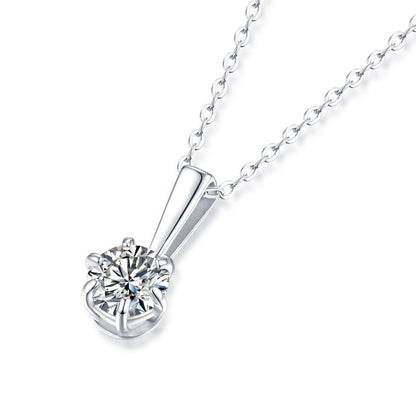 925 Sterling Silver Round Brilliant CZ Diamond Pendant Necklace