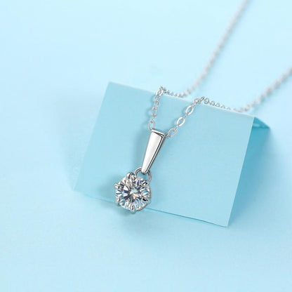 925 Sterling Silver Round Brilliant CZ Diamond Pendant Necklace