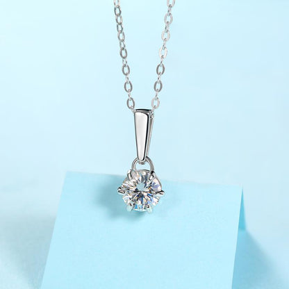 925 Sterling Silver Round Brilliant CZ Diamond Pendant Necklace