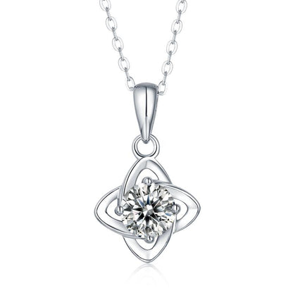 925 Sterling Silver Round Cut CZ Diamond Pendant Necklace