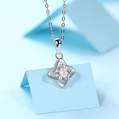 925 Sterling Silver Round Cut CZ Diamond Pendant Necklace