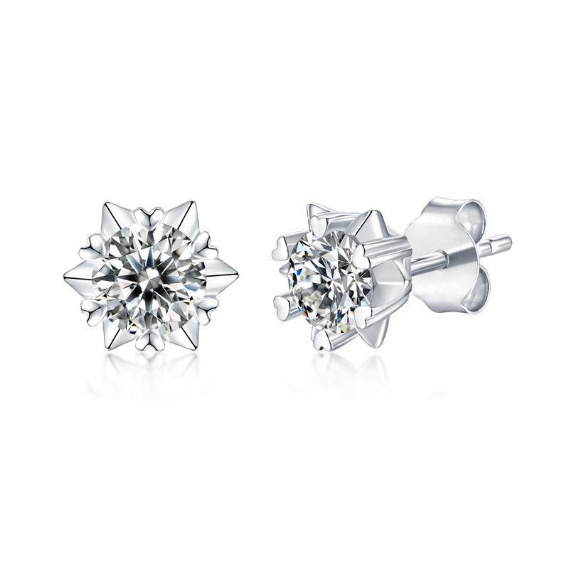 925 Sterling Silver Round Cut Cubic Zirconia Stud Earrings