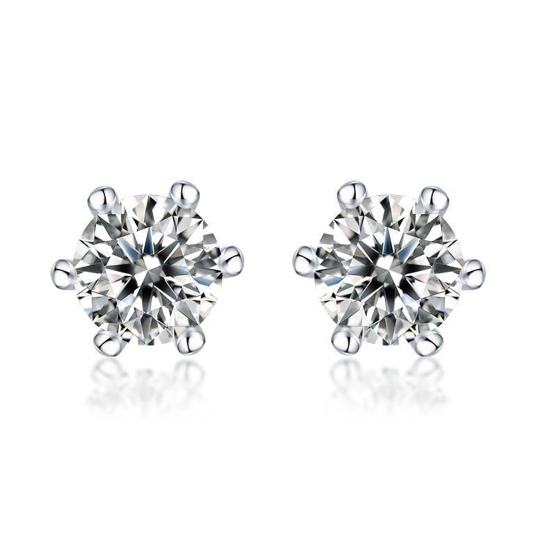 925 Sterling Silver Round Cut Cubic Zirconia Stud Earrings