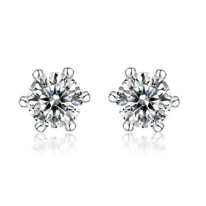 925 Sterling Silver Classic Round Cut Cubic Zirconia Stud Earrings