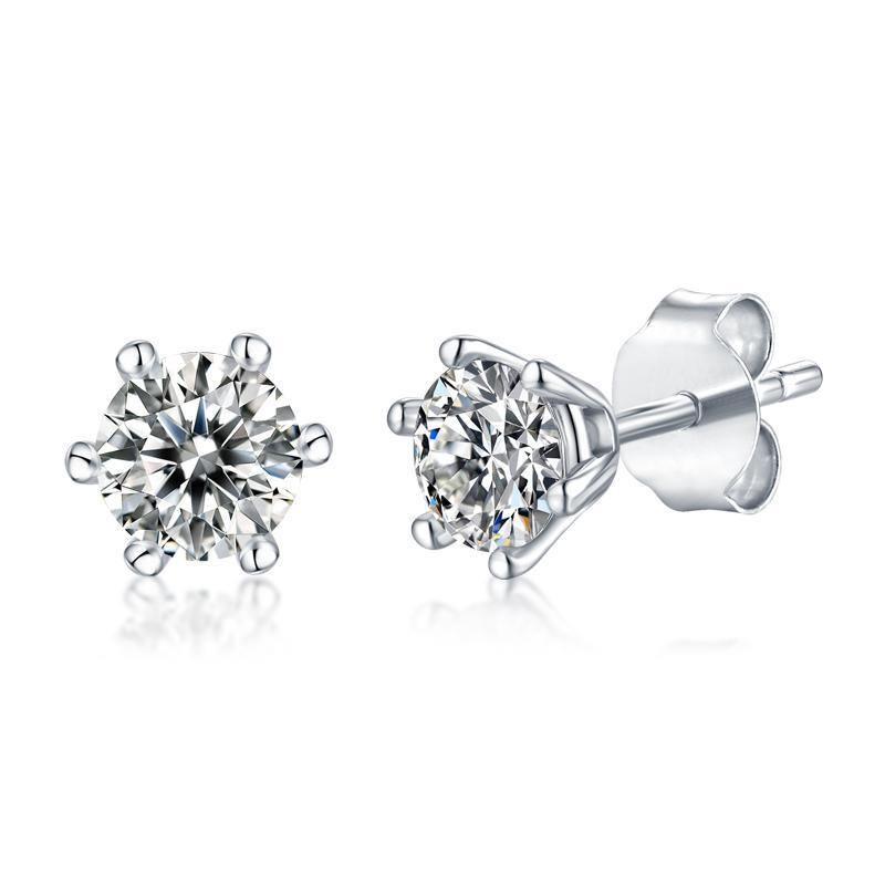 925 Sterling Silver Round Cut Cubic Zirconia Stud Earrings