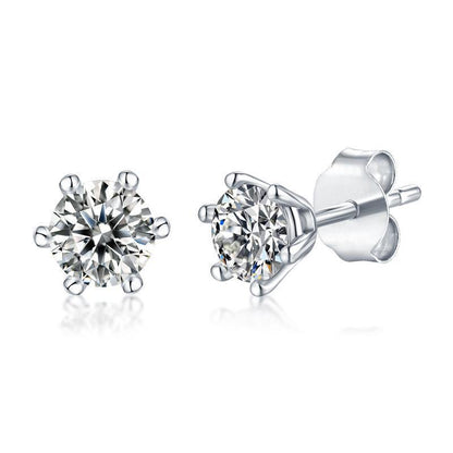 925 Sterling Silver Round Cut Cubic Zirconia Stud Earrings