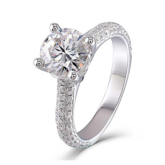 925 Sterling Silver Round Cut Semi Pave CZ Engagement Ring