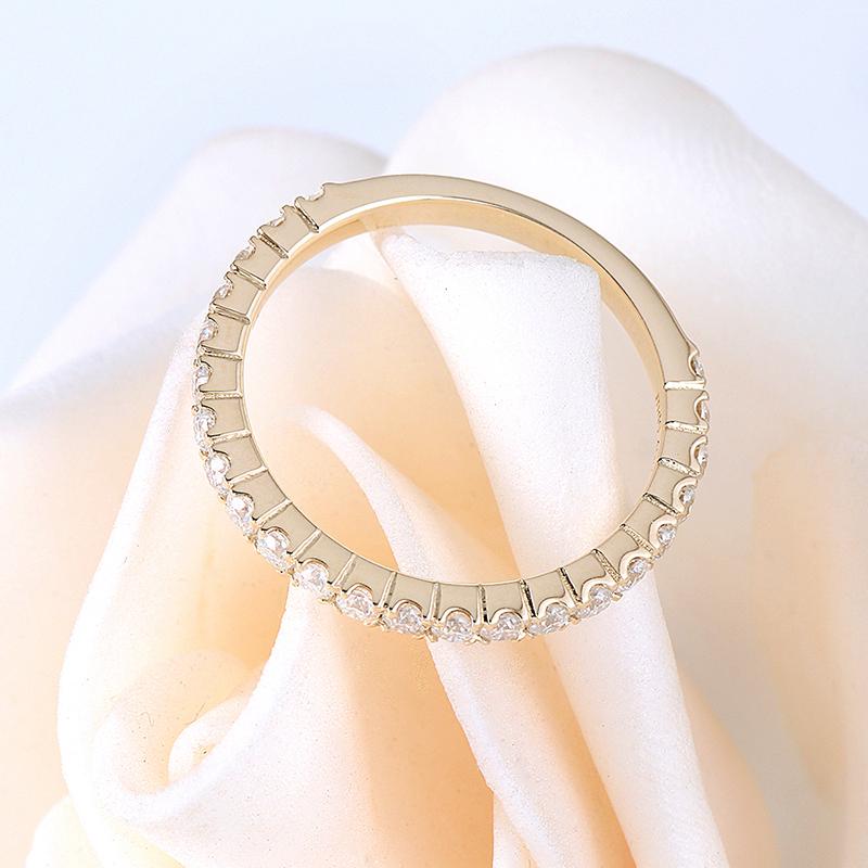 925 Sterling Silver Round cut Pave CZ Half Eternity Band