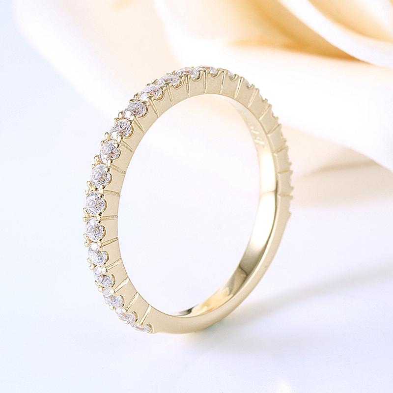 925 Sterling Silver Round cut Pave CZ Half Eternity Band