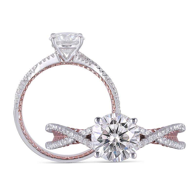 925 Sterling Silver Round Cut Pave & Split Shank CZ  Ring