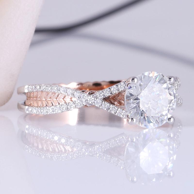 925 Sterling Silver Round Cut Pave & Split Shank CZ  Ring