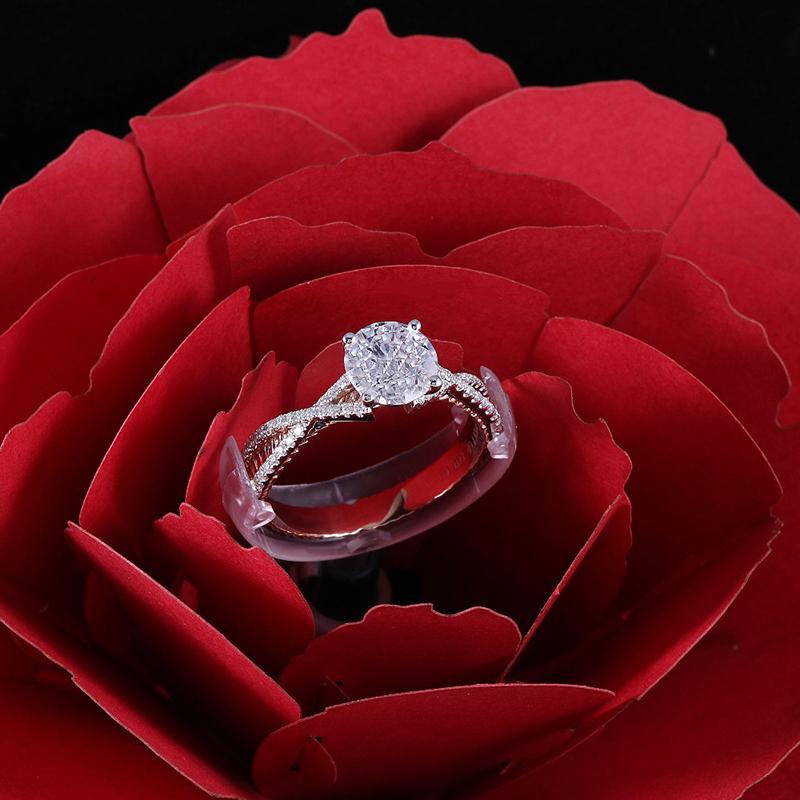 925 Sterling Silver Round Cut Pave & Split Shank CZ  Ring