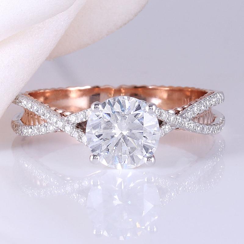 925 Sterling Silver Round Cut Pave & Split Shank CZ  Ring