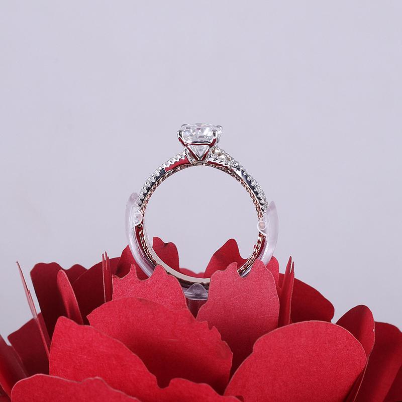 925 Sterling Silver Round Cut Pave & Split Shank CZ  Ring