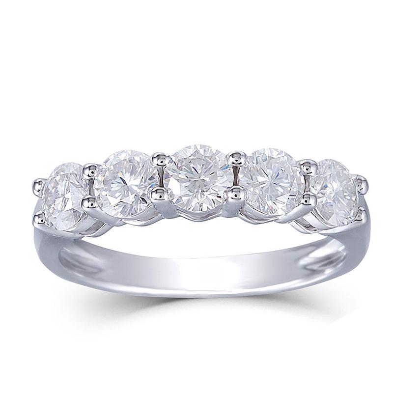 925 Sterling Silver Round Cut 5 Stone CZ Wedding Band