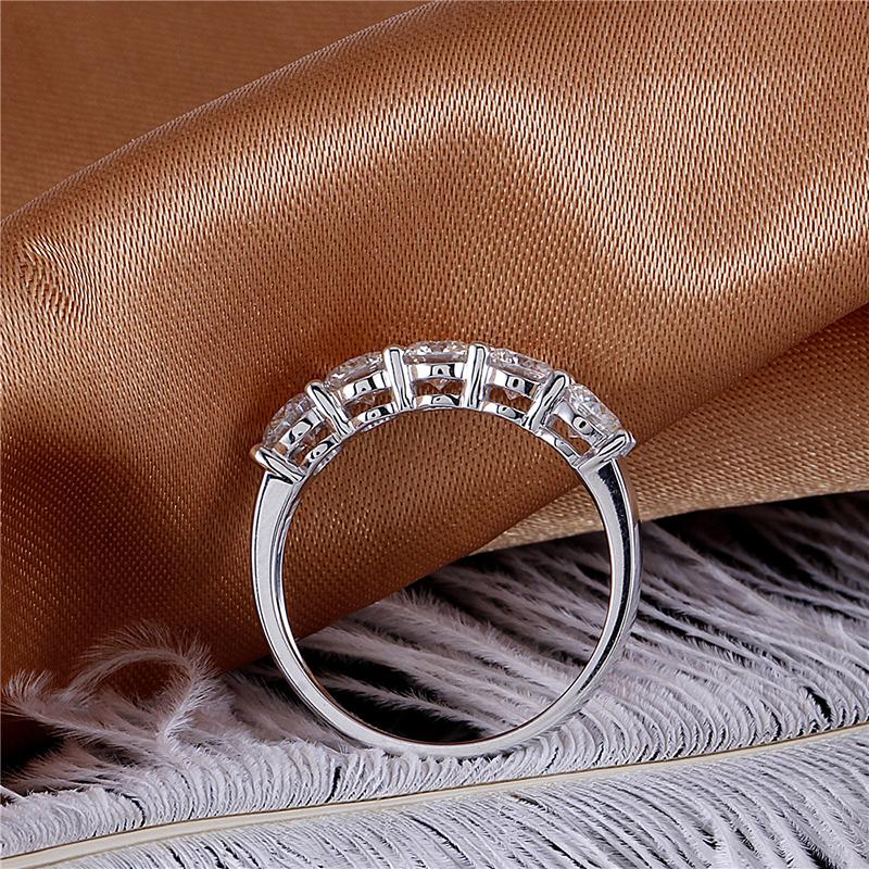 925 Sterling Silver Round Cut 5 Stone CZ Wedding Band