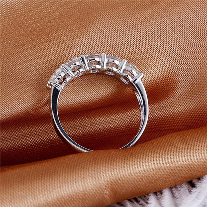 925 Sterling Silver Round Cut 5 Stone CZ Wedding Band