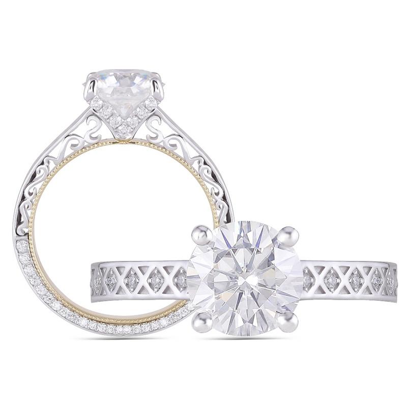 925 Sterling Silver Round Cut CZ Vintage Ring for women