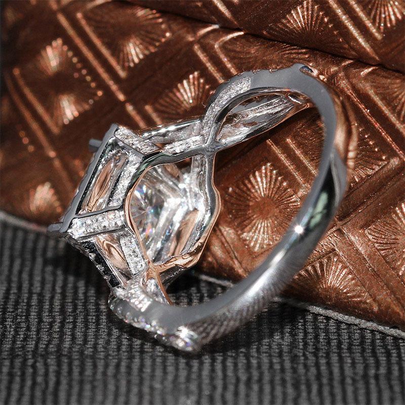 925 Sterling Silver CZ Princess Cut Twist Shank Ring