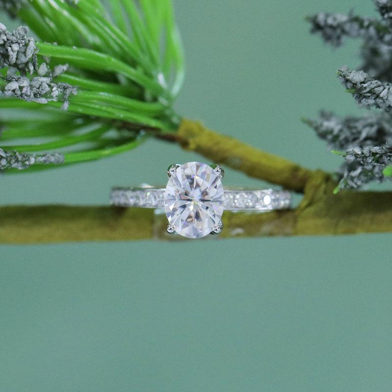 925 Sterling Silver Oval Cut Vintage CZ Engagement Ring