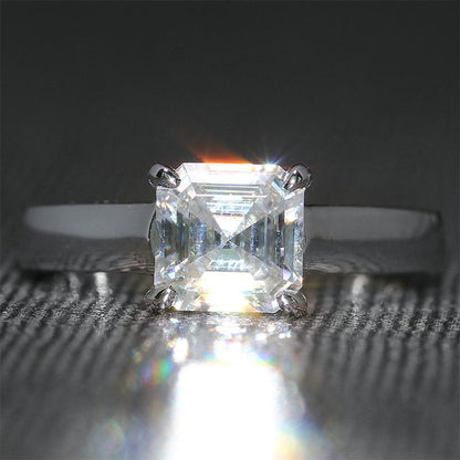 925 Sterling Silver CZ  Asscher Cut Fashion Solitaire