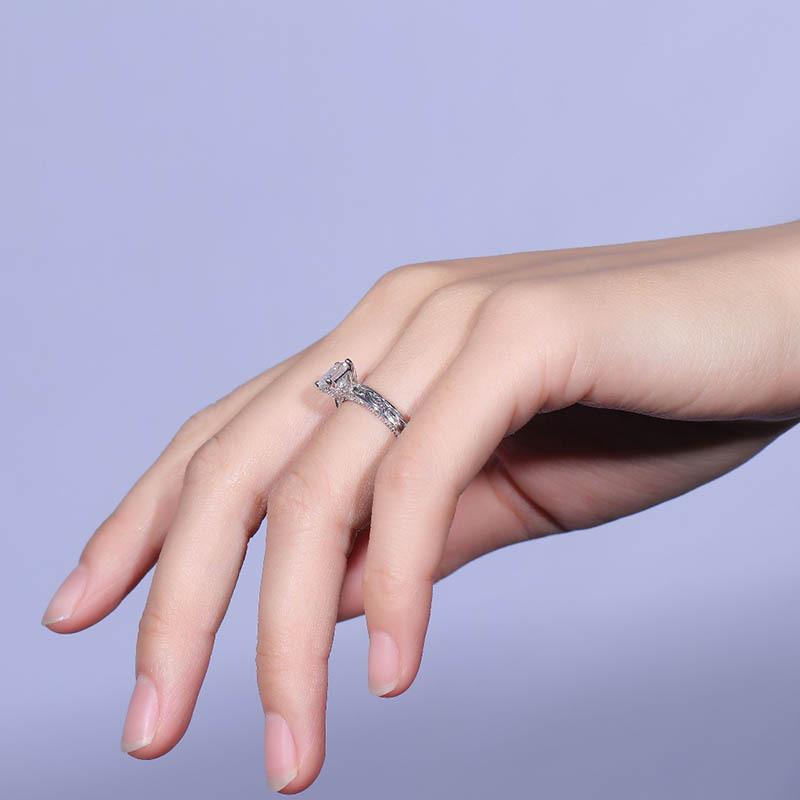 925 Sterling Silver Ascher Cut CZ Vintage Ring for women