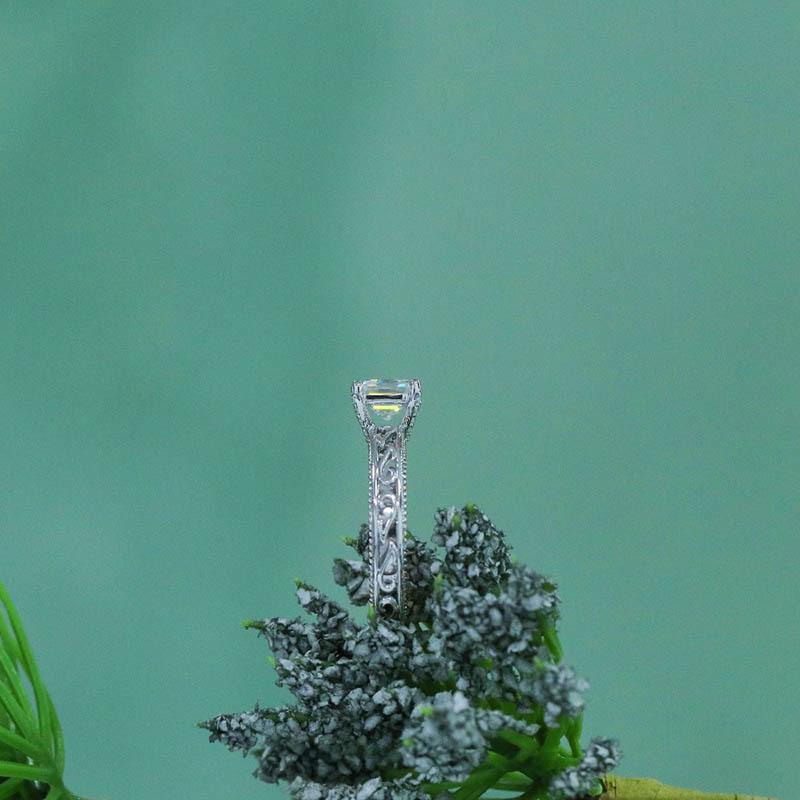 925 Sterling Silver Ascher Cut CZ Vintage Ring for women