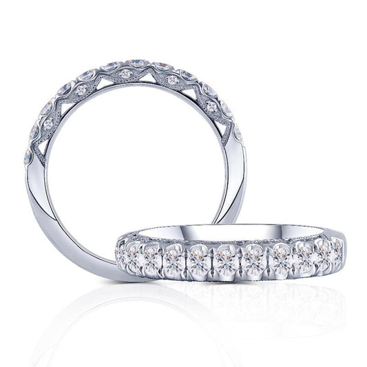 925 Sterling Silver Round Cut Vintage CZ Half Eternity Band