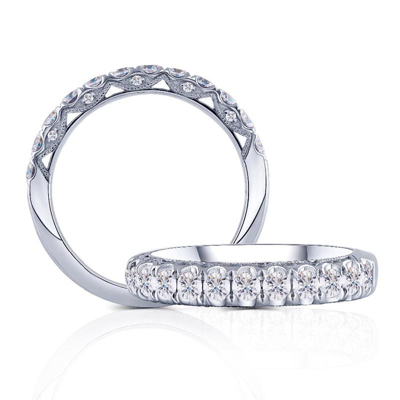 925 Sterling Silver Round Cut Vintage CZ Half Eternity Band