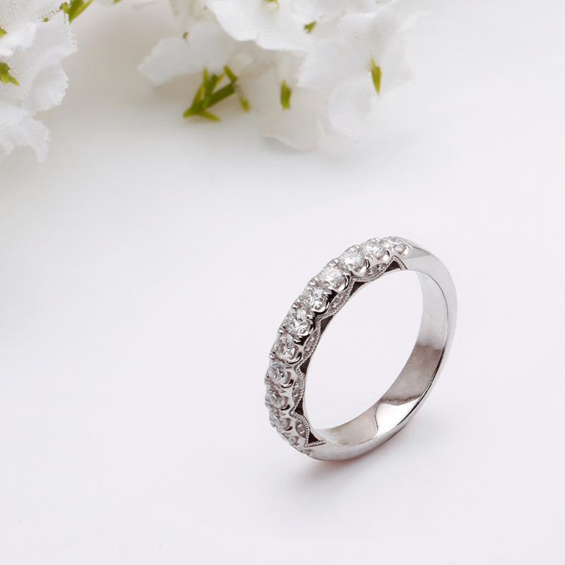 925 Sterling Silver Round Cut Vintage CZ Half Eternity Band