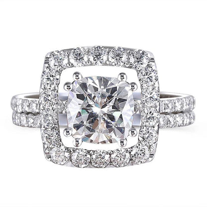 925 Sterling Silver Cushion Cut 1.5ct CZ Bridal Ring