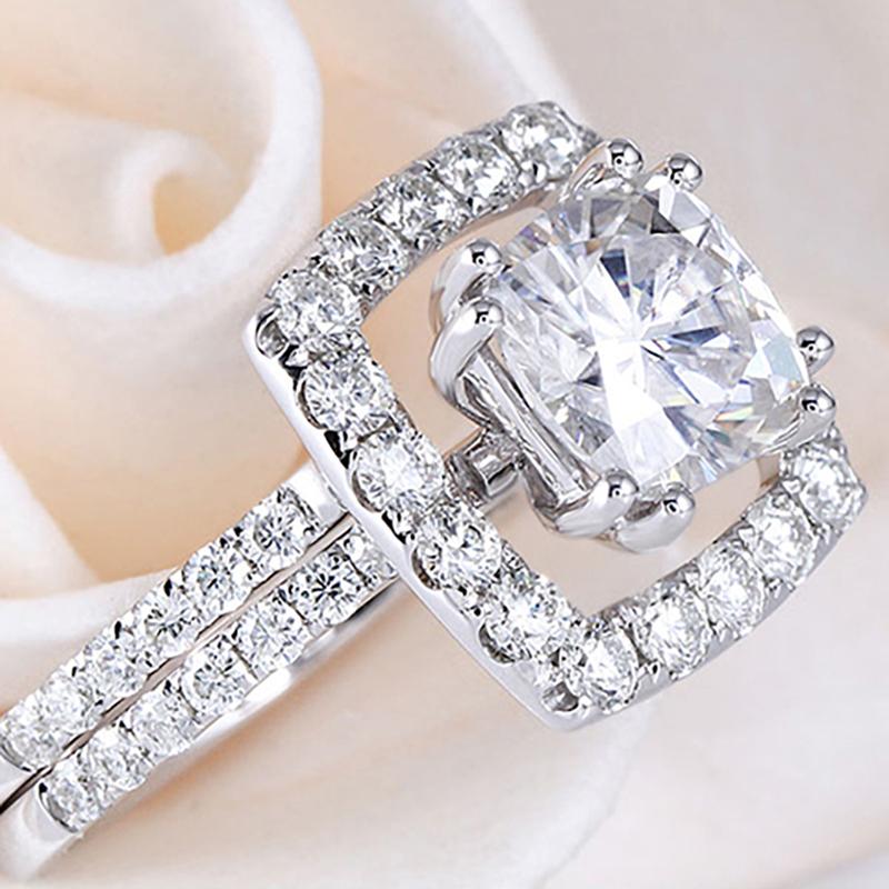 925 Sterling Silver Cushion Cut 1.5ct CZ Bridal Ring