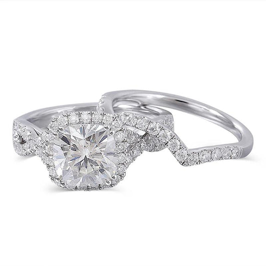 925 Sterling Silver Cushion Cut CZ Couple Bridal Set