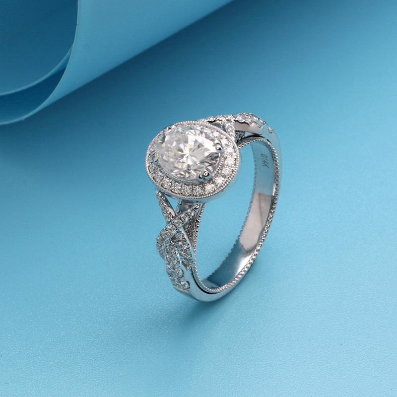 925 Sterling Silver CZ Oval Cut Twist Shank Ring