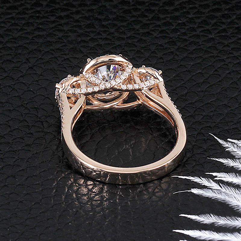 925 Sterling Silver CZ Round Cut Three Stone Luxury Ring