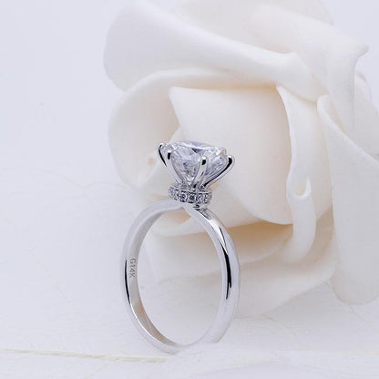 925 Sterling Silver Round Cut Hidden Halo CZ Ring