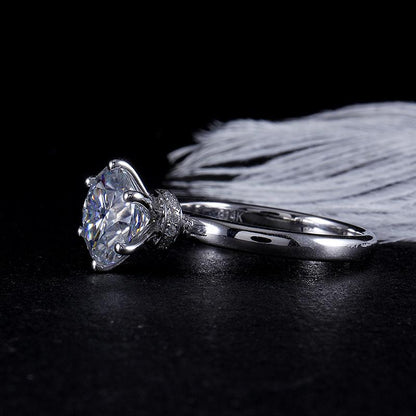 925 Sterling Silver Round Cut Hidden Halo CZ Ring