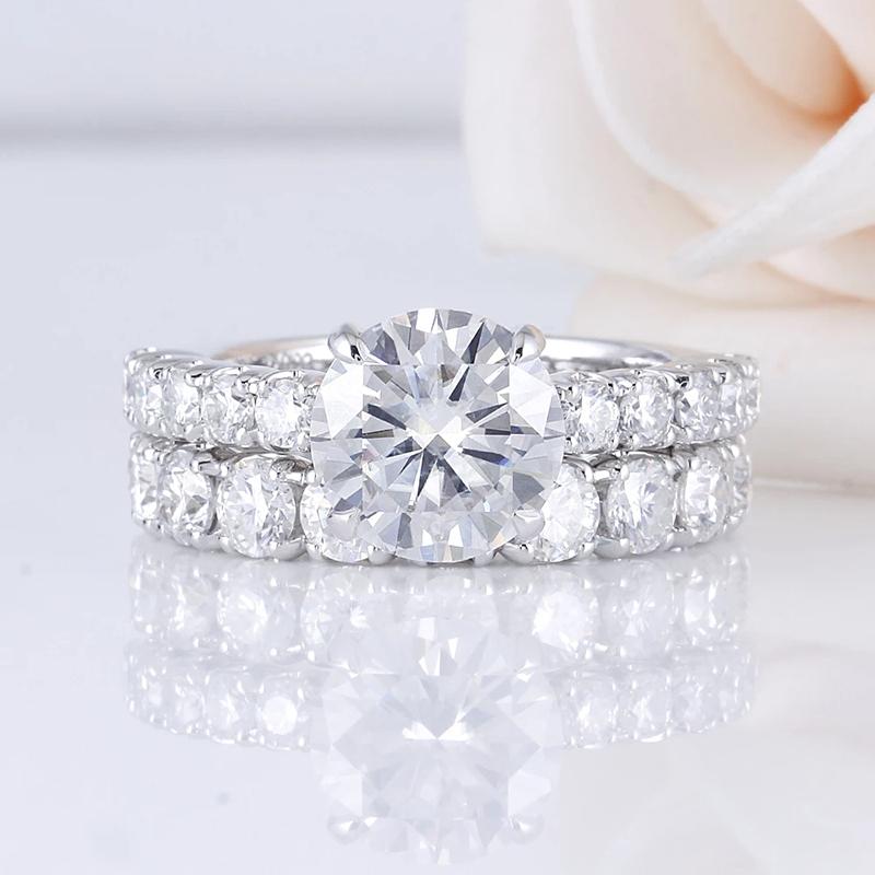 925 Sterling Silver Round Cut Pave CZ Bridal Set