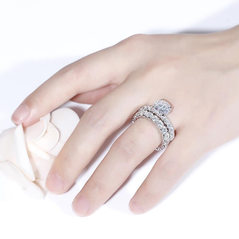 925 Sterling Silver Round Cut Pave CZ Bridal Set