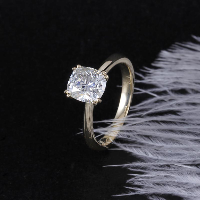 925 Silver Sterling 2.0ct Cushion Cut CZ Solitaire Ring