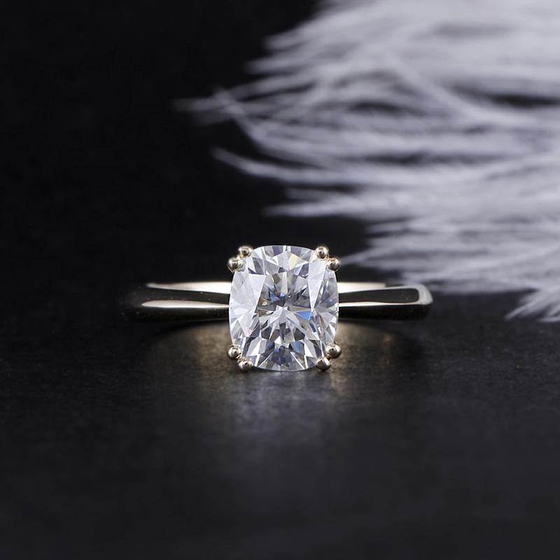 925 Silver Sterling 2.0ct Cushion Cut CZ Solitaire Ring