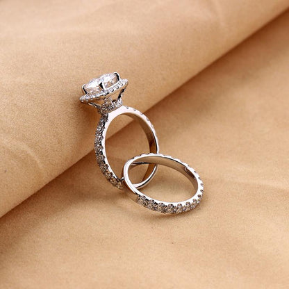 925 Sterling Silver CZ Round Cut Bridal Ring