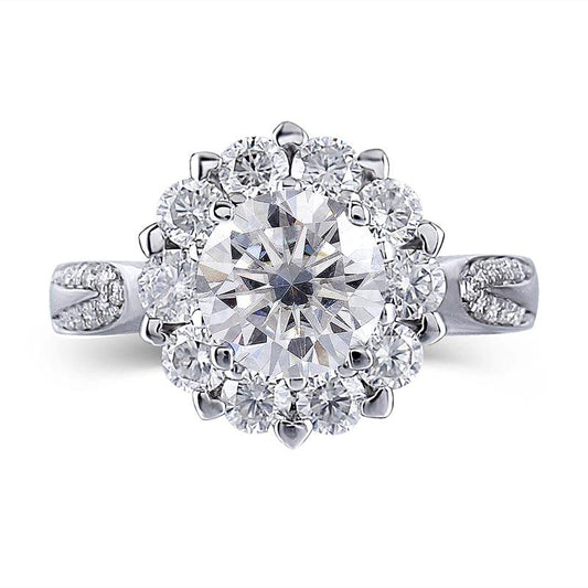 925 Sterling Silver Round Cut CZ Diamond Double Halo Ring