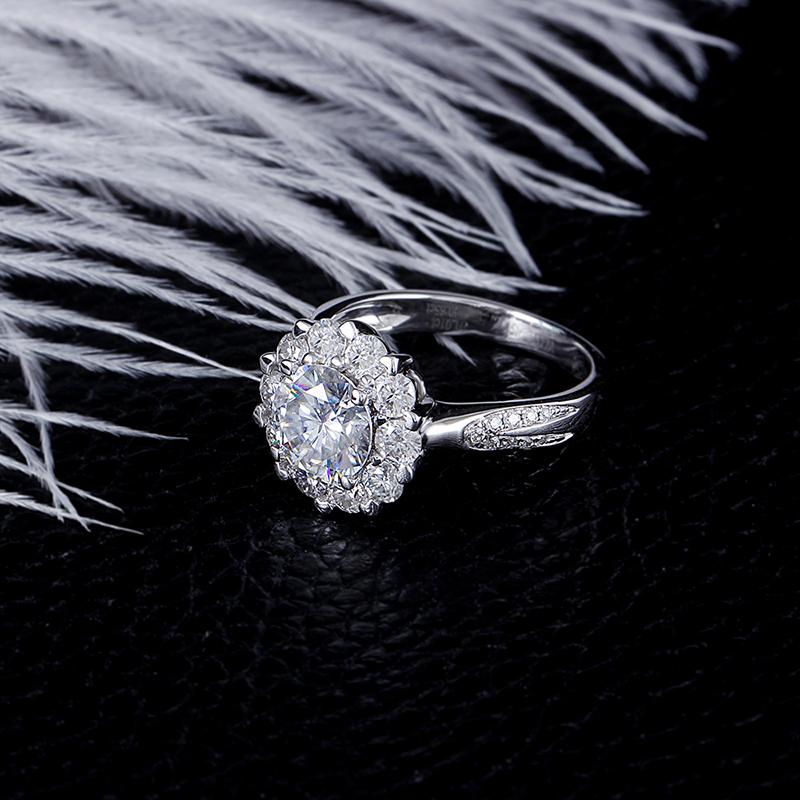 925 Sterling Silver Round Cut CZ Diamond Double Halo Ring