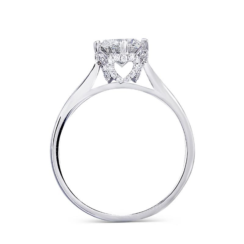 925 Sterling Silver Round Cut Hidden Stone CZ  Ring