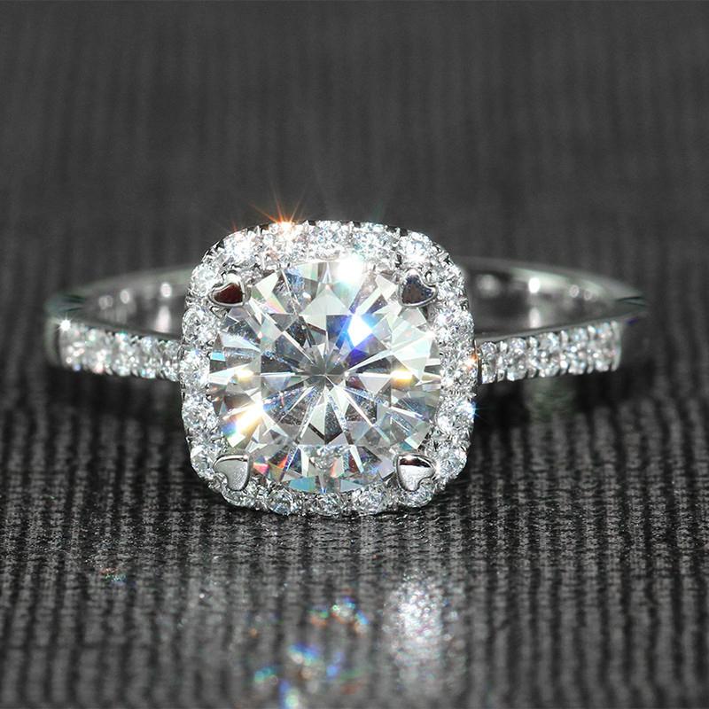 925 Sterling Silver Round Cut CZ Double Halo Ring