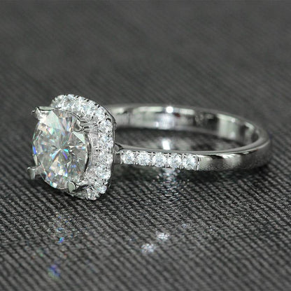 925 Sterling Silver Round Cut CZ Double Halo Ring