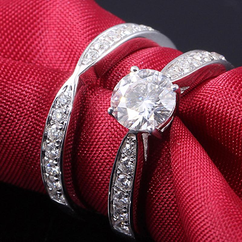 925 Sterling Silver CZ Round Cut Bridal Ring