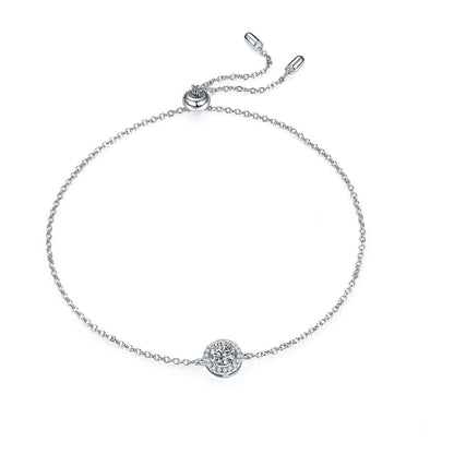 925 Sterling Silver Halo Round Cut CZ Diamond Bracelet