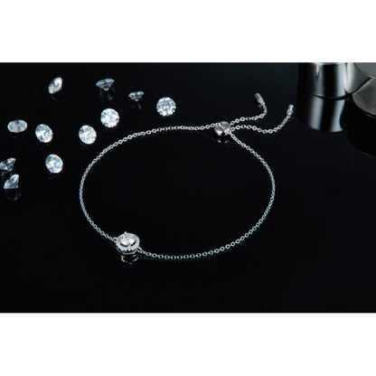 925 Sterling Silver Halo Round Cut CZ Diamond Bracelet